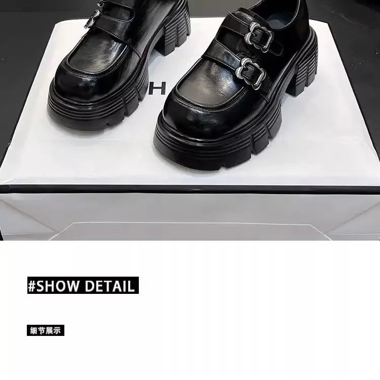 Shoes for Women New Quality Women's Pumps Hot Sale Loafers Fashion Buckle Platform Leather Shoes Trend Versatile Zapatos -