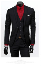 Spring Autumn New Fashion Men's Trendy Slim Business Solid Color 3 Pieces of Suits Sets Single Greasted Blazers Waistcoat Pants -