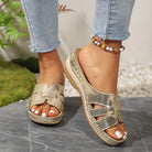 2025 Women's Orthopedic Sandals Open Toe Retro Wedge Casual Flat Slippers Anti-slip Thick Sole -