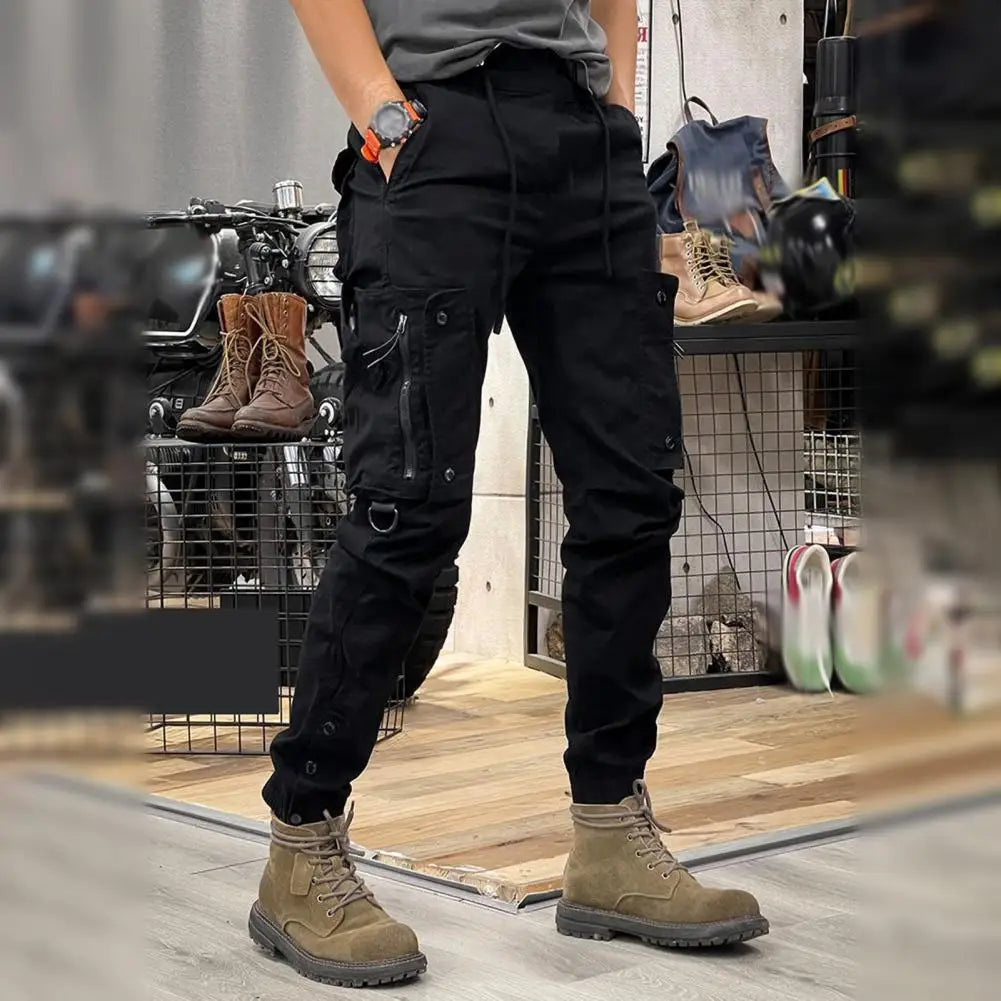 Cargo Pants for Men - Multi-Pocket Elastic Waist Casual Trousers -