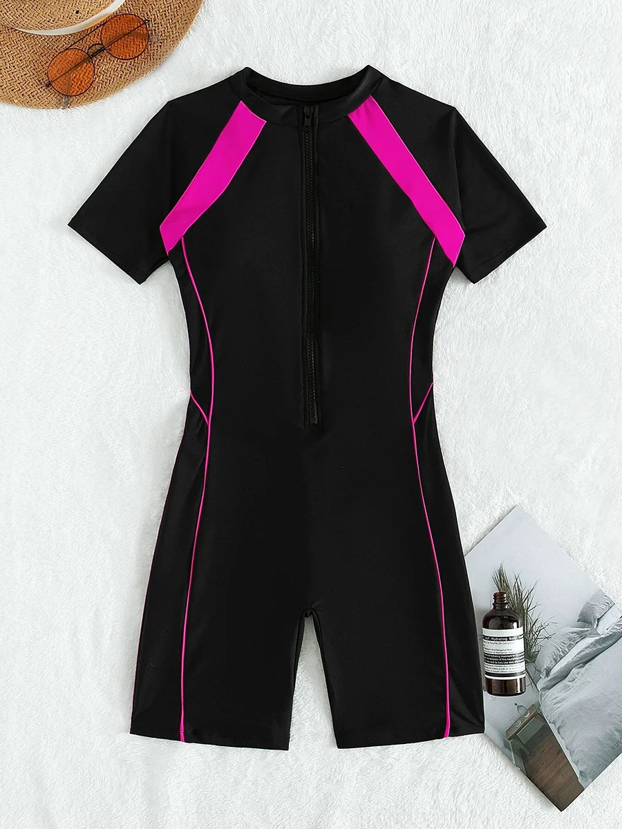 Show off your curves in style with this slim bodysuit one-piece swimwear for women! -