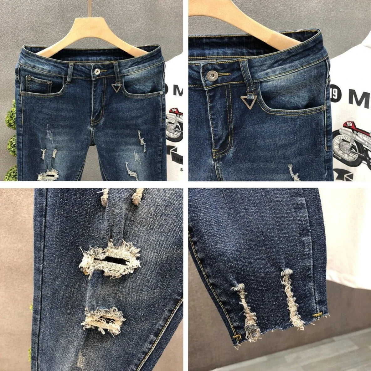 Cropped Jeans for Men Ripped -