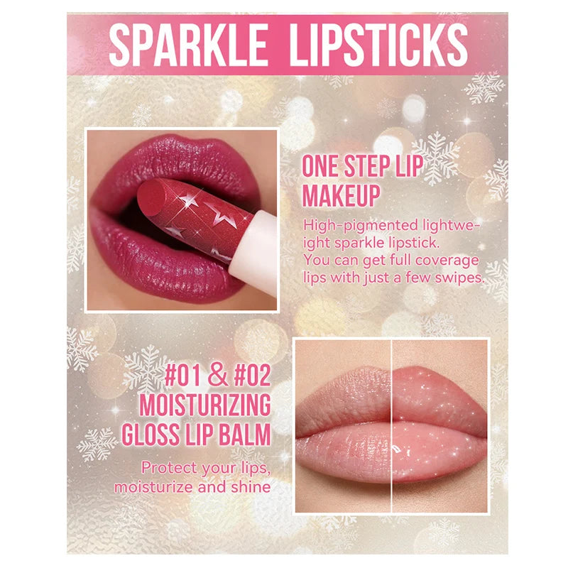 Diamond Pearlescent Lipstick Waterproof Long Lasting Non-stick Cup Matte Velvet Shiny Lipsticks Red Sexy Lips Makeup Cosmetics -
