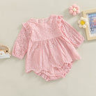 Keep your toddler cozy and cute in this 2-piece set featuring a solid color cutout round neck long sleeve top and matching bottoms—perfect for baby girls 3-24m! -