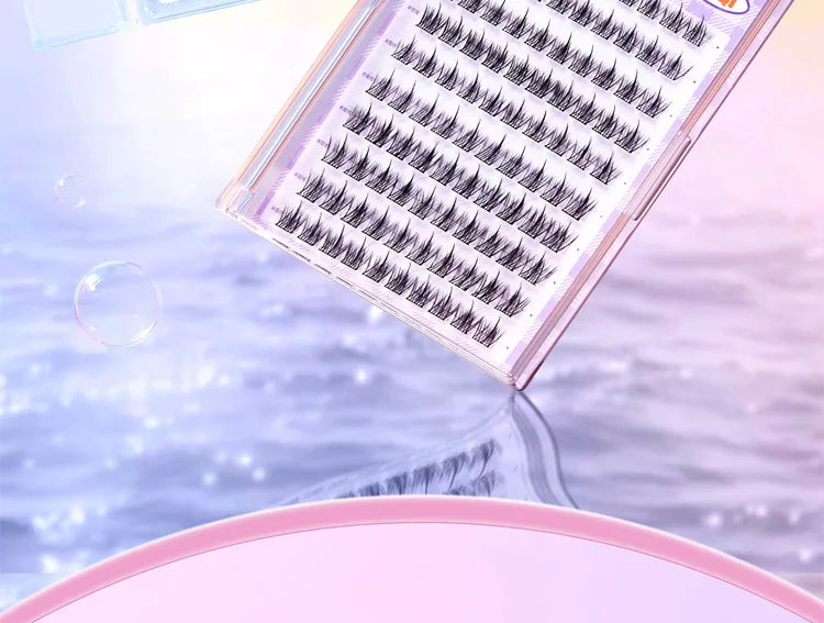10 Rows of Large Capacity Glue-free False Eyelashes Single Cluster 10-12MM C-curled Natural Self-adhesive false Eyelashes -