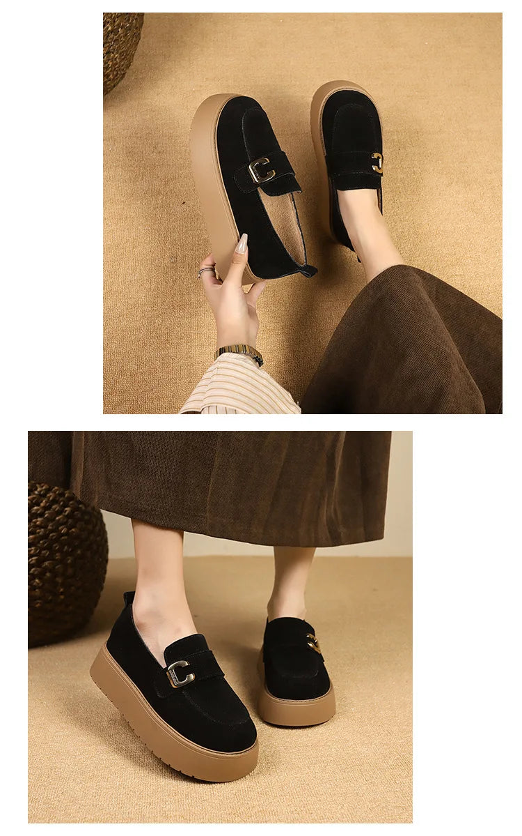 Elevate your style with these platform sole loafers for women. -