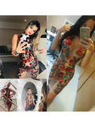 Sexy See through Mesh Red Sequin Mini Summer Dress Women Night club outfits cocktail Dresses Party wrap bodycon Dress vestidos -