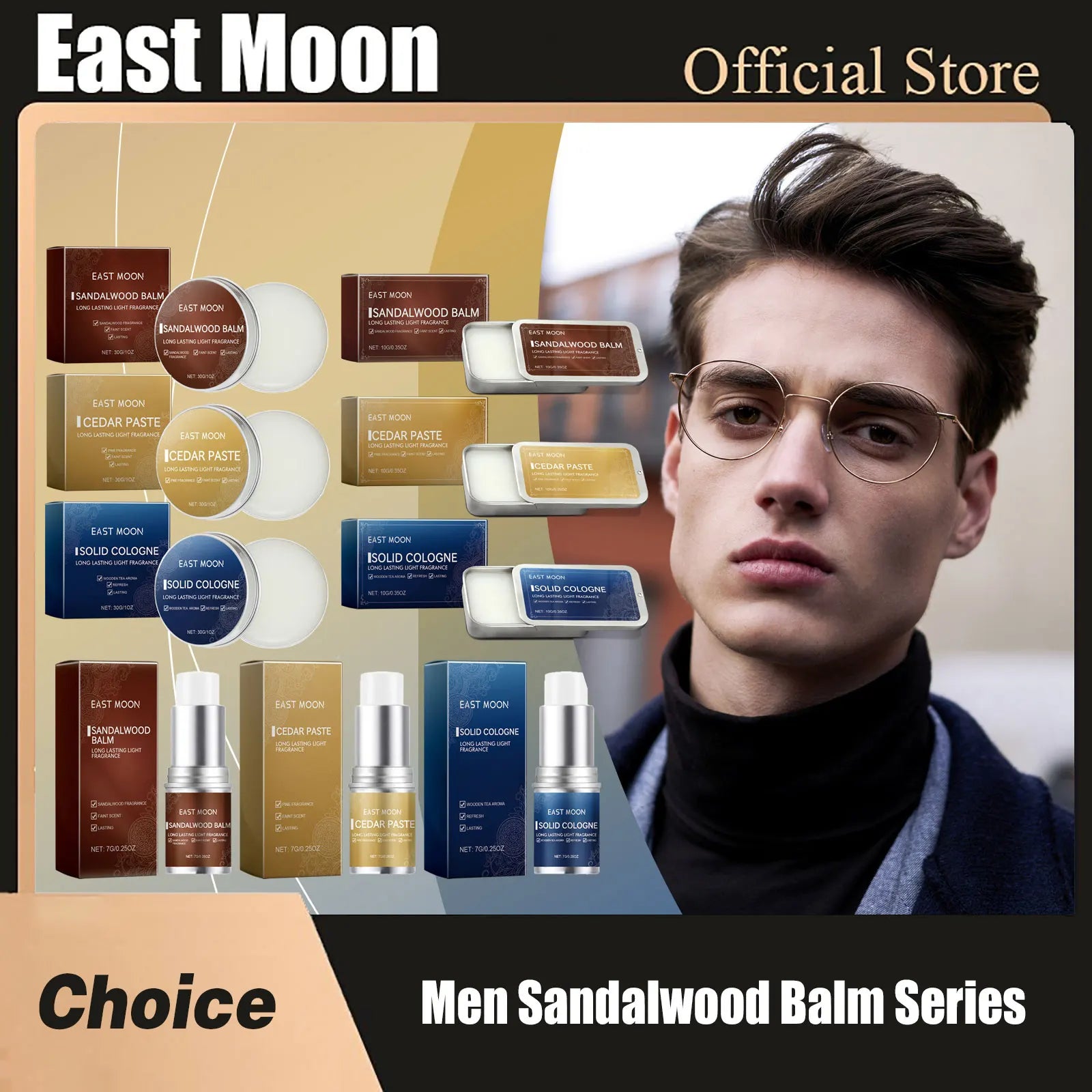 Men Sandalwood Balm Series Lasting Scent Keep Fresh Dating Flirting Improve Temptation Portable Body Light Fragrance Solid Balms -