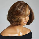 Turn heads with these 13x4 transparent lace front wigs—featuring highlight colors in a sleek straight pixie cut or short bob, crafted from 100% human hair for a natural, stylish look! -