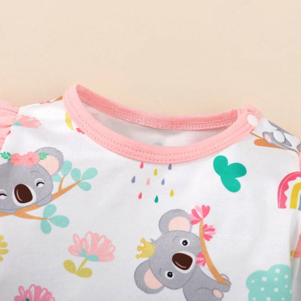 Keep your newborn baby girl cozy and cute with this 2-piece romper outfit set featuring long sleeves—perfect for everyday comfort! -