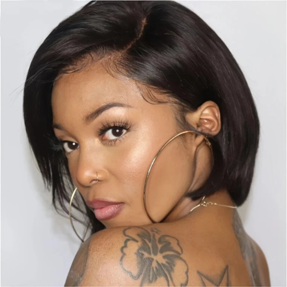 Turn heads with these 13x4 transparent lace front wigs—featuring highlight colors in a sleek straight pixie cut or short bob, crafted from 100% human hair for a natural, stylish look! -