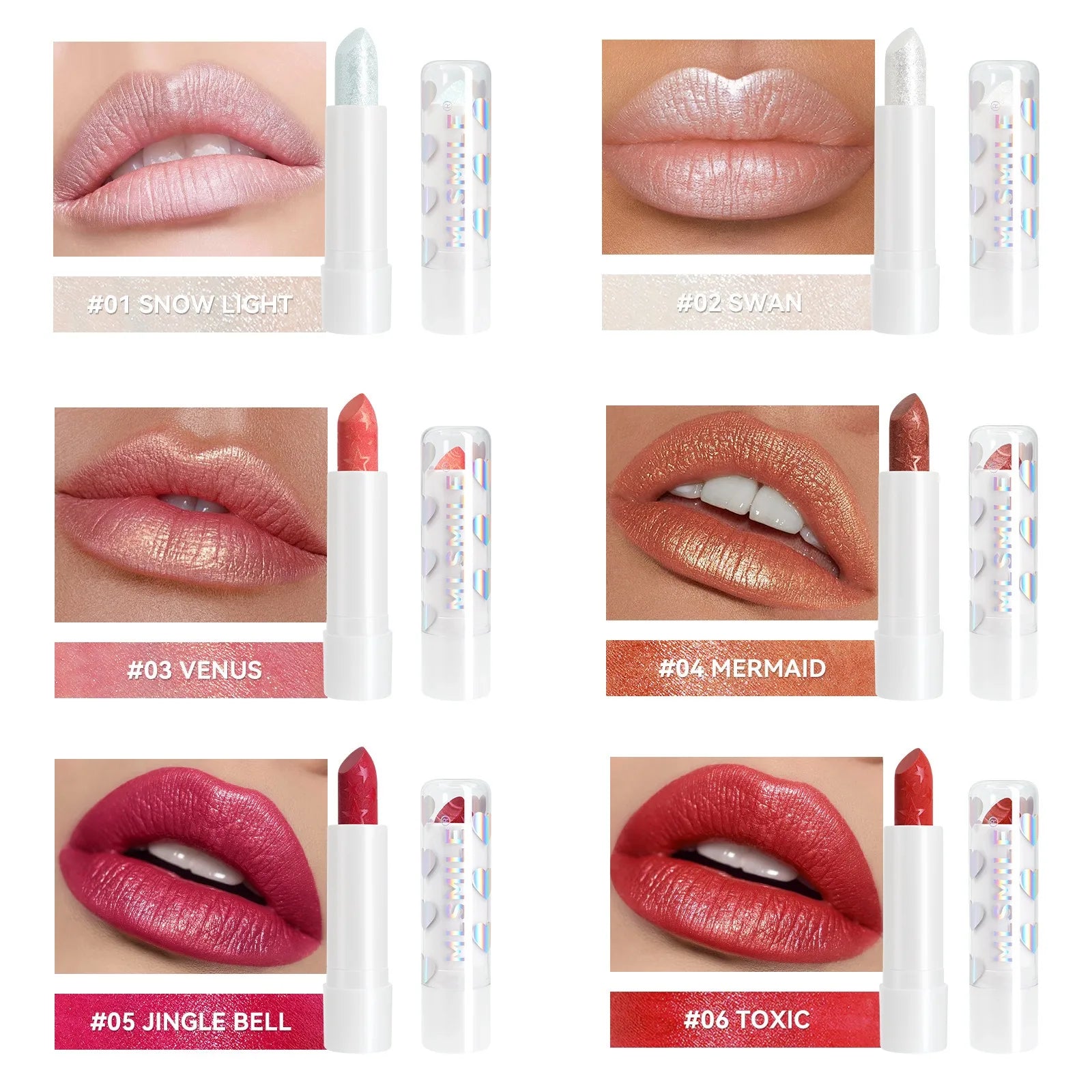 Diamond Metallic Pearlescent Lipstick Shiny Non-stick Cup Matte Velvet Waterproof Lip Stick Sexy Red White Lips Makeup Cosmetics -