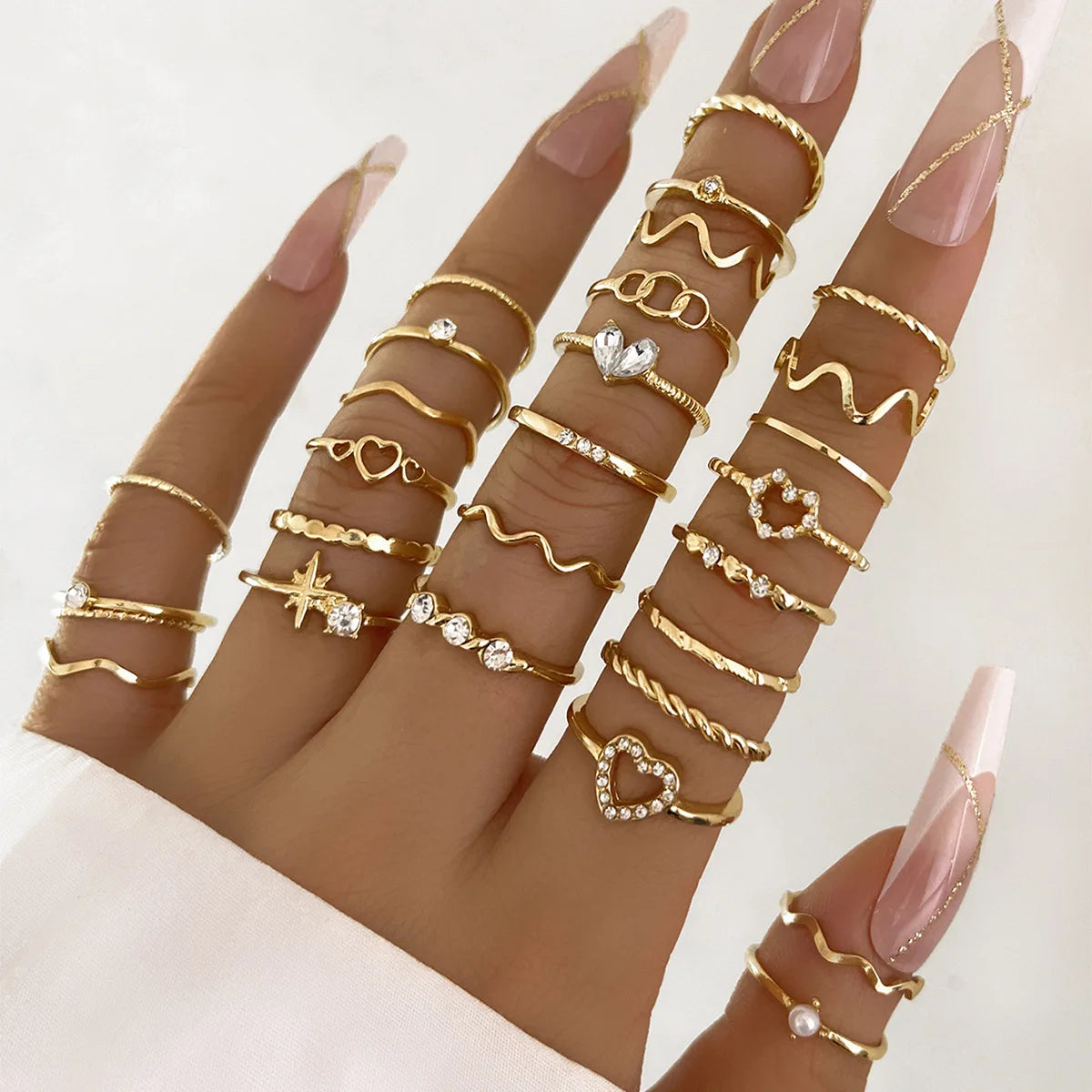 Wave Joint Rings Set (Women) -