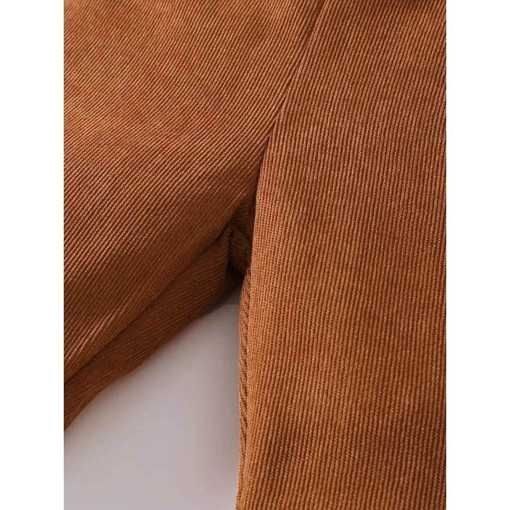 Dress your toddler boy or girl in cozy style with these brown corduroy strap pants—perfect for everyday comfort and cuteness 0-3 Years! -