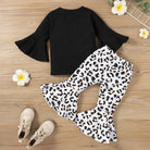 2pcs Baby Girl Clothes Sets Black Pullover Top + Leopard Print Bell-Bottoms Autumn Children's Clothing For 2 3 4 5 7 8 Years Old -