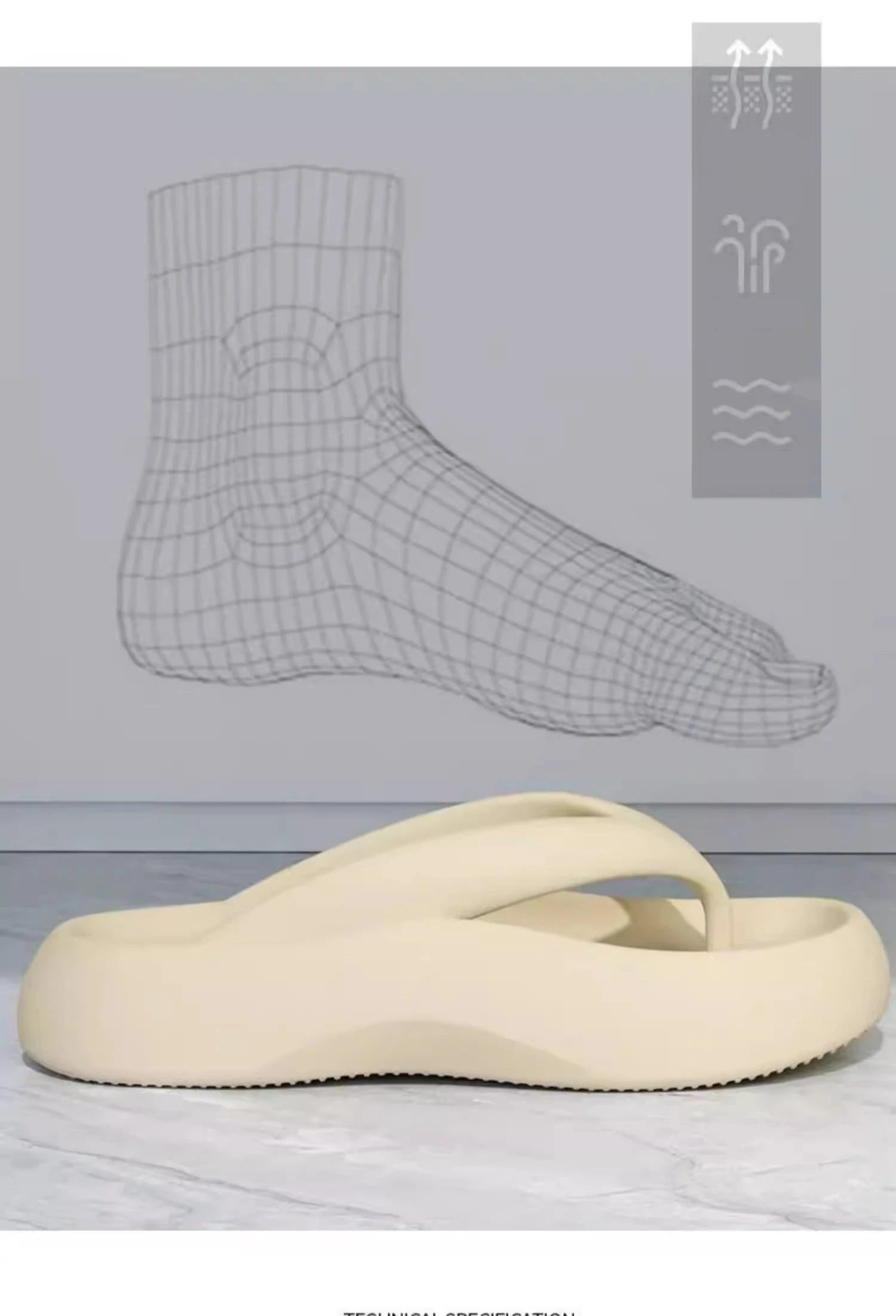 Thick soled flip flops with increased height 2024 new beach women's summer walking slippers -