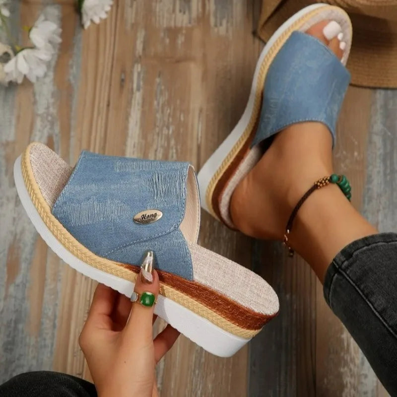 Women's High Heels Slippers New Summer Beach Platform Wedge Sandals Female Fashion Outdoor Ladies Slides Sandalias Mujer -
