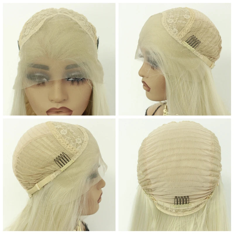 White Lace Front Wig for WomenGlueless Natural Hairline -