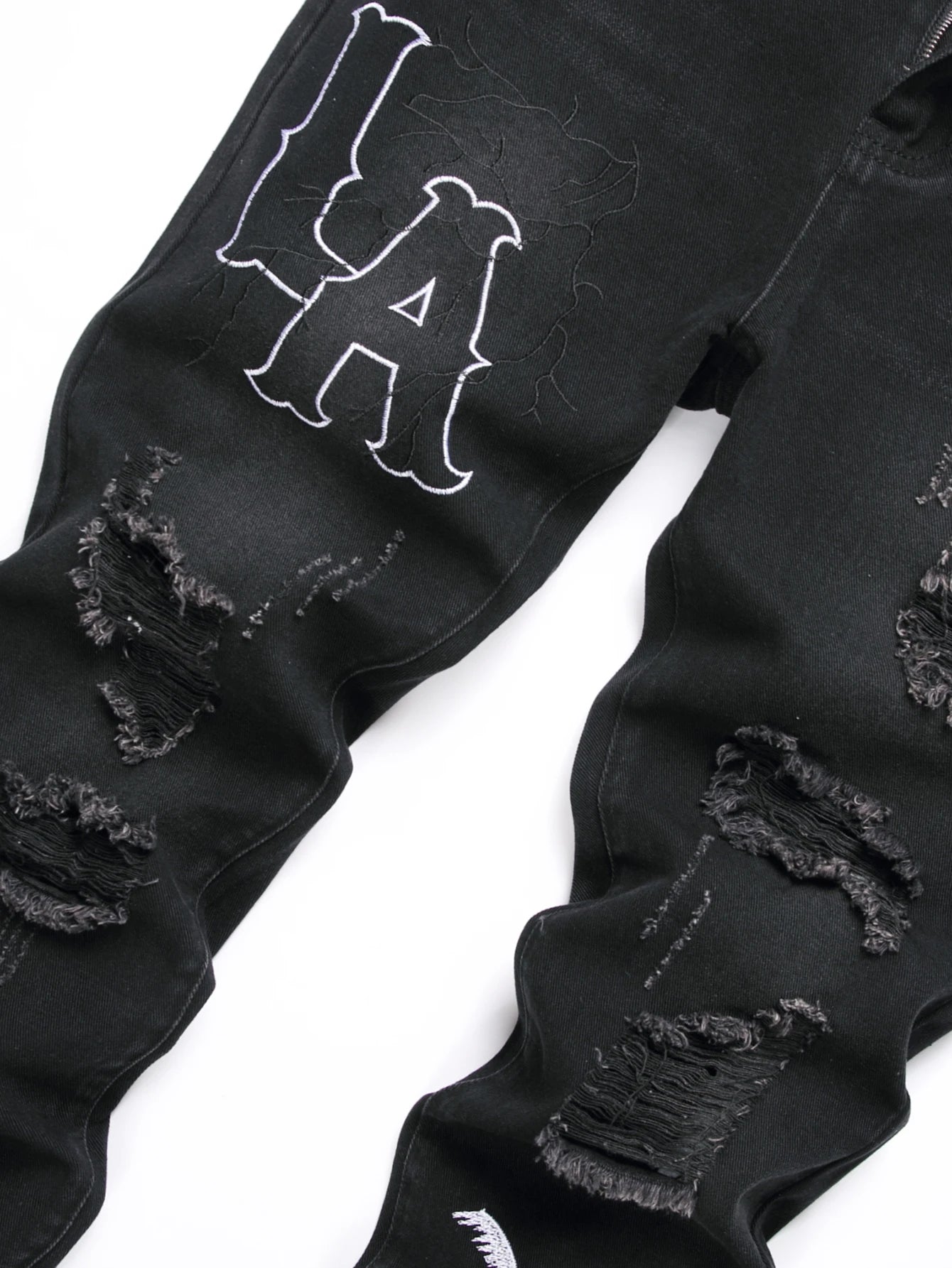 Men's Jeans Black Denim Pants Straight Leg -