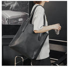 Soft Leather Tote Bag for Men Japanese Korea Style Business Casual Street Handbag Male Large Capacity Zipper Laptop Underam Bags -