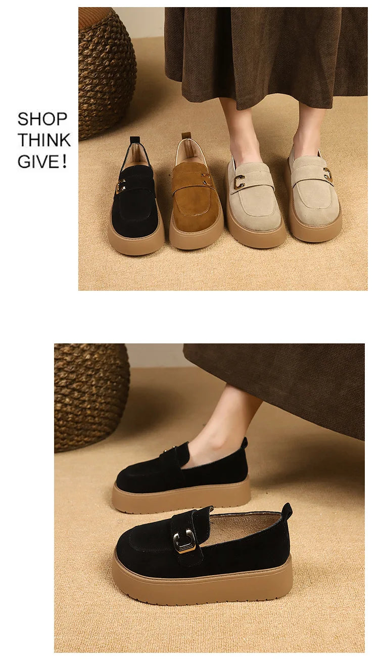 Elevate your style with these platform sole loafers for women. -