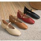 Woman Spring Casual Square Toe Low Soft Soled Shoes Lolita Ballerina Red Flats Female Elegant French Retro Buckle Mary Janes -