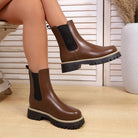 Shoes for Women Autumn and Winter New Round Toe Low Heel Women Boots Chelsea Motorcycle Boots Solid Color Casual Women Shoes 43 -