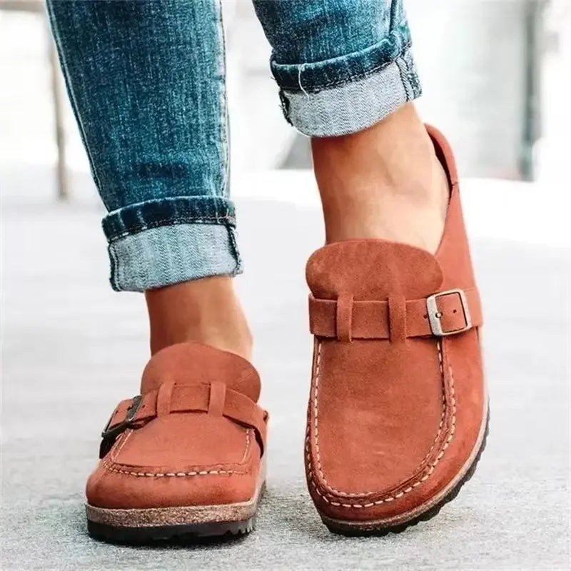 Slippers Women's Round Toe Buckled Retro Shoes Slip on Mules Ladies Flats Female Casual Men Summer Flat Clogs Zapatos Mujer -