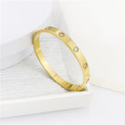 Gold Color Zircon And Cross Nut Nail Bracelet Gold & Bangle For Woman -