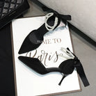 Shoes for Women 2023 Brand Spring Women's Pumps Pointed Toe Solid Flock Beads Bow Tie Buckle Shallow Mouth Novelty High Heels -