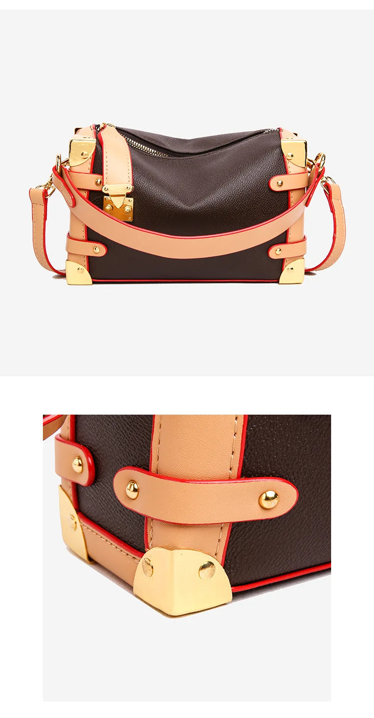 Make a statement with this luxurious and elegant box bag for women. Crafted from high-quality leather, this shoulder handbag features an elegant top-handle design, exuding sophistication and style for a classy finishing touch to your ensemble. -