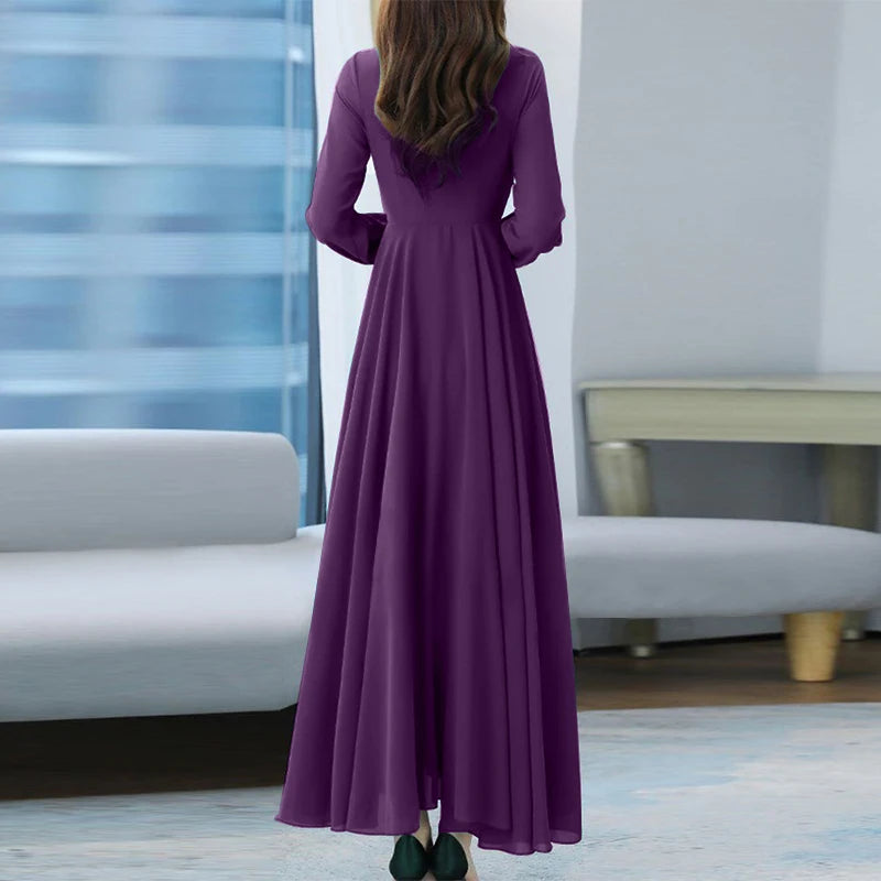 Women Long Sleeve A-line Dress -