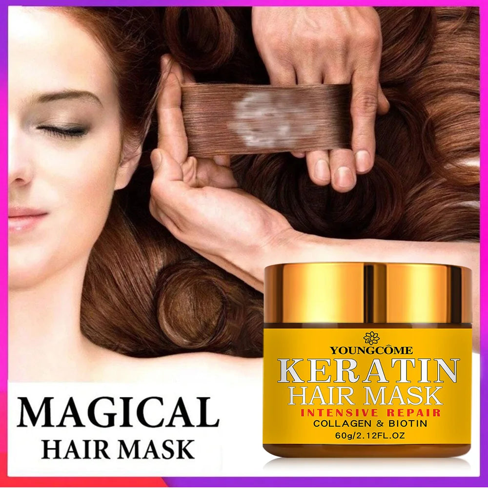 Revitalize your hair with this hair mask enriched with biotin, collagen, keratin, and essential oils. Nourish and repair dry, damaged hair for a healthier-looking mane. -
