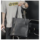 Soft Leather Tote Bag for Men Japanese Korea Style Business Casual Street Handbag Male Large Capacity Zipper Laptop Underam Bags -
