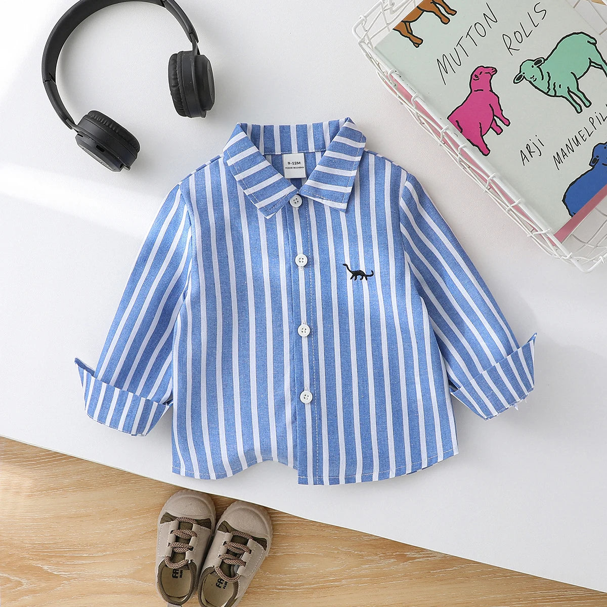 Spring Autumn Kids Baby Boys Clothes T-Shirt Toddler Striped Clothing Children Wears Infant Casual Blouse Clothes For 1-3Y -