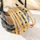 7 Pcs/Set Punk Gold Color Bracelets for Women Streetwear Goth Heart Prints Metal Design Open Bangle Fashion Jewelry Gifts 2024 -