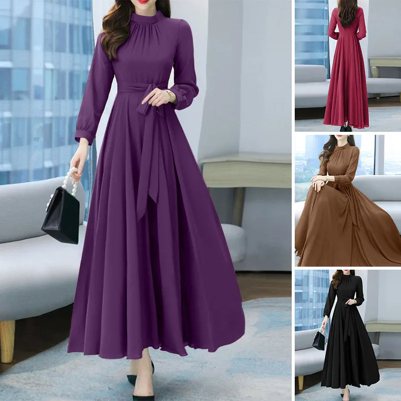 Women Long Sleeve A-line Dress -