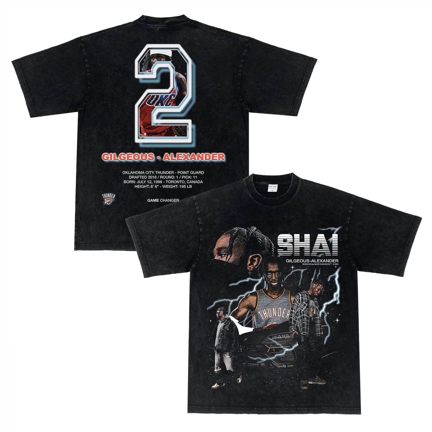 OKC Thunder NO.2 SGA Alexander Print Cotton T-shirt -