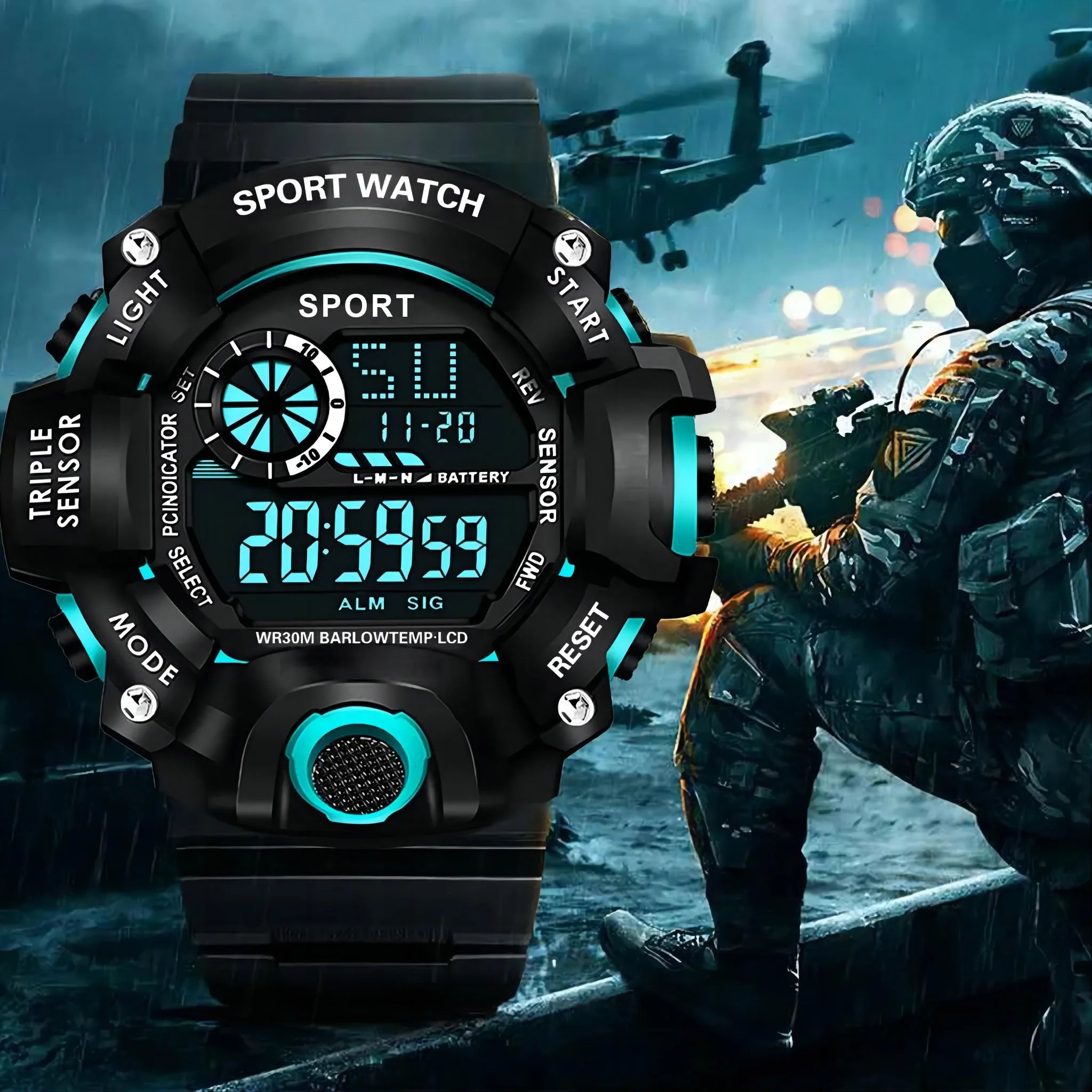 Fashion Men's Watch Sports Electronic Wristwatch -