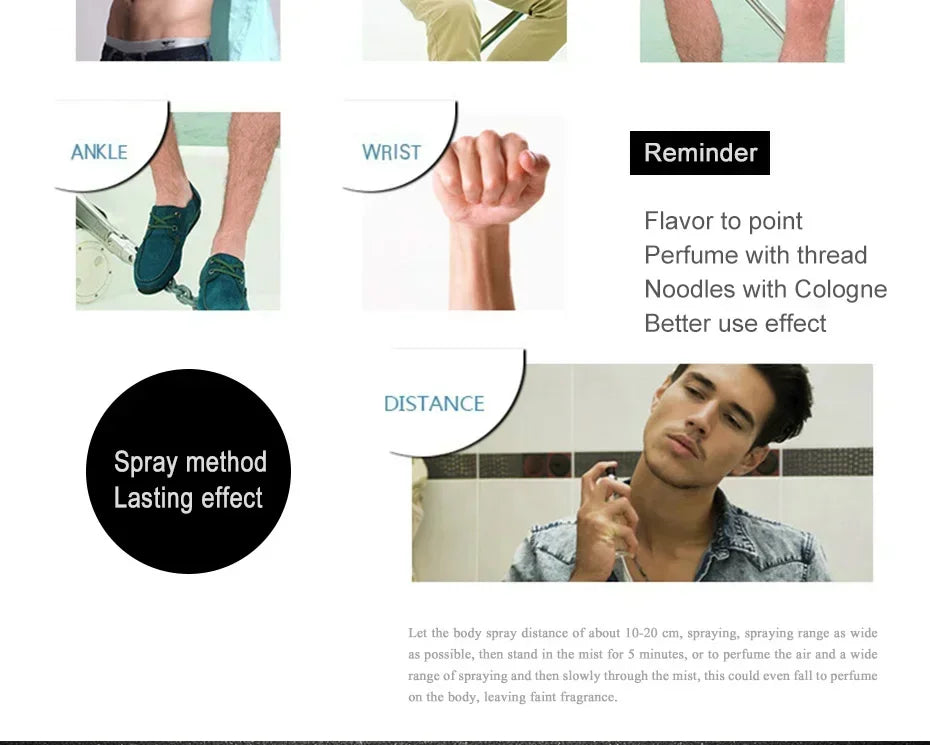 Hot - selling men's cologne in atomizer. Fresh, boosts confidence, gentlemanly fragrance. -