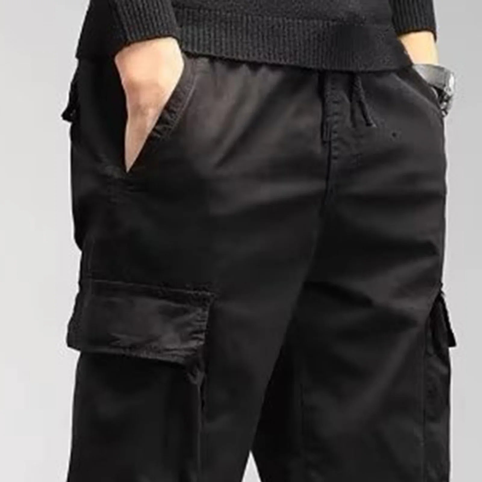 Cargo Pants for Men - Multi-Pocket Elastic Waist Casual Trousers -