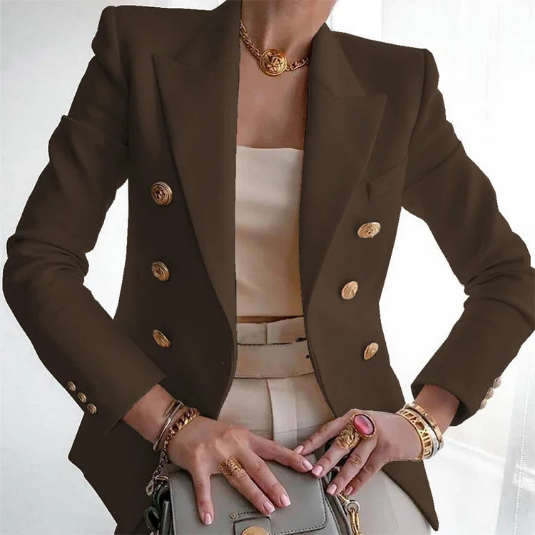 Stay chic and professional with this casual long sleeve blazer for women—fashionable coat perfect for office wear and stylish outerwear! -