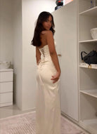 Satin Strapless Maxi Dress -