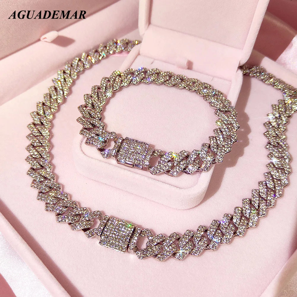 14mm Prong Miami Cuban Link Chain Necklace -