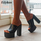 Eilyken Designer Open Toe Women Slippers Fashion Platform Concise Gladiator Party Shoes Female Square High Heels Sandals -