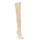Arden Furtado 2025 Autumn Stretch boots Metal stiletto heels Over the knee boots Pointed Toe Super high heel thigh high boots 41 -