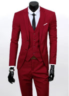 Spring Autumn New Fashion Men's Trendy Slim Business Solid Color 3 Pieces of Suits Sets Single Greasted Blazers Waistcoat Pants -