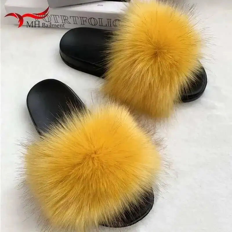 Faux Fur Slippers Women -
