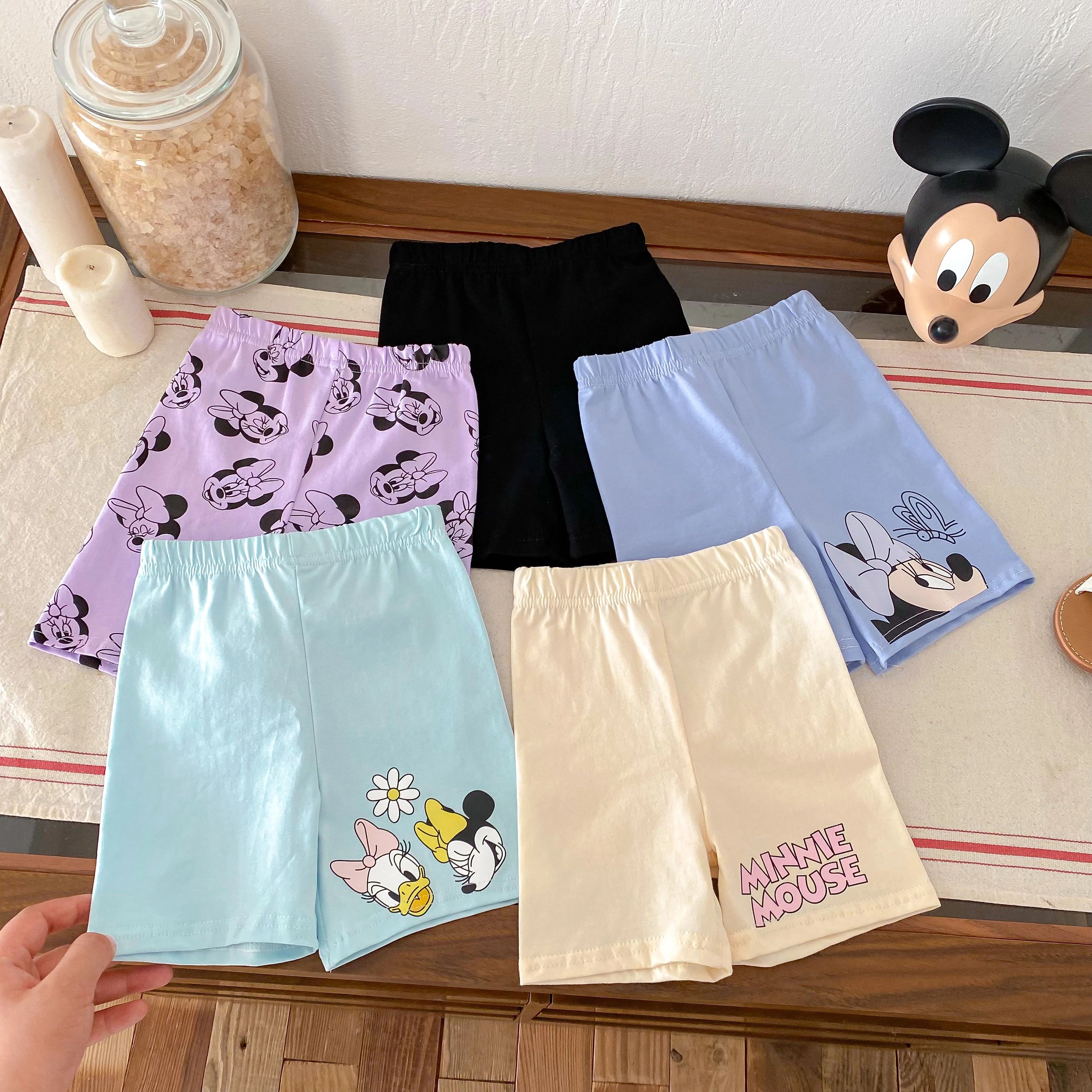 Girls Child Suits Cartoon TShirt Solid Color Shorts 2pcs Short Sleeve Tracksuits Outer Wear Kids Casual Cute Black Tees Outfit -