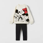 Minnie Mouse Pattern Baby Girl Autumn Sweatshirt Suit Popular Design Tops + Leggings Two Piece Set Kids Clothing Children's Set -